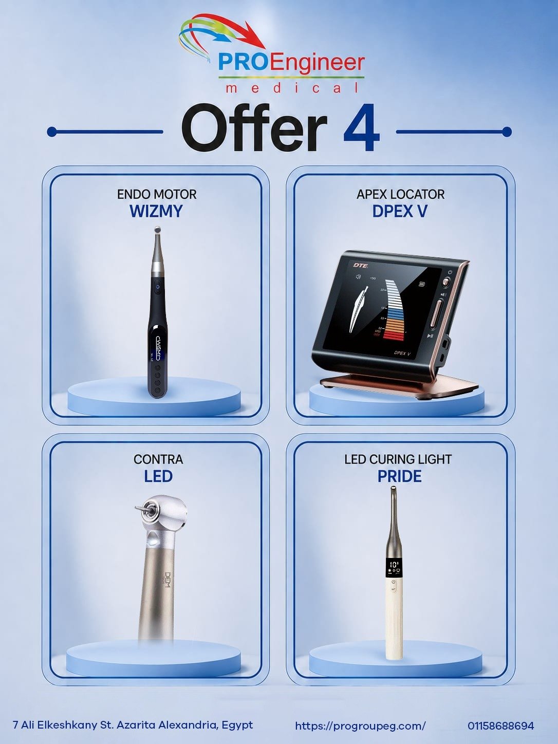 Offer 4 (Wismy Endo Motor+D PEX V Apex Locator+ Light Cure Pride+Contra Led)